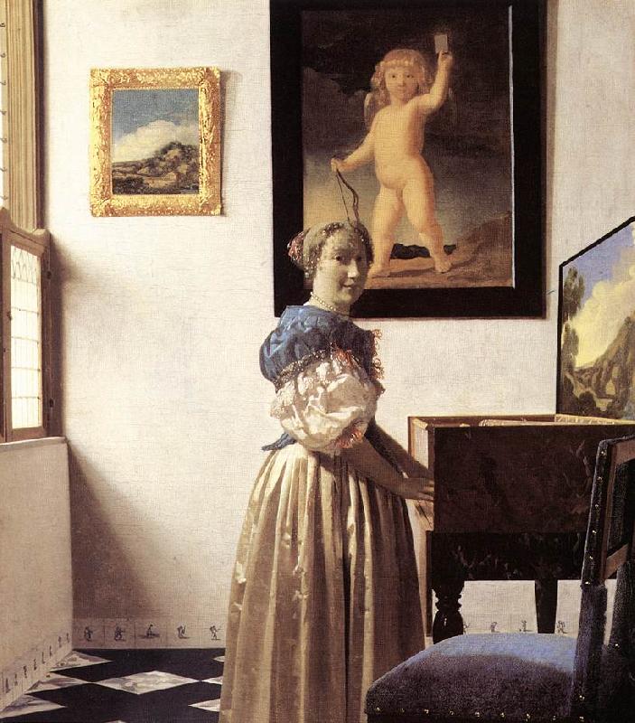 VERMEER VAN DELFT, Jan Lady Standing at a Virginal er France oil painting art
